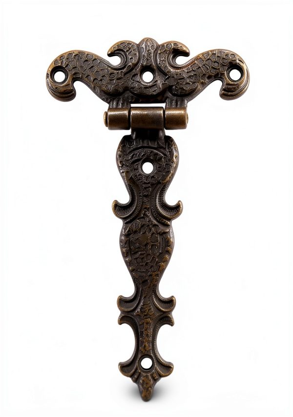 2Pcs Antique Bronze Door Hinges, T-Strap Decorative Furniture Fittings Butt Hinges for Windows Cabinet Cupboard Wardrobe Doors Wooden Boxes Jewelry Case Chest-2