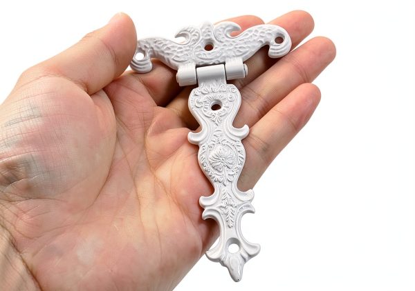 T-Strap Hinges Zorveiio 4Pcs Antique White Zinc Alloy Door Hinge-4