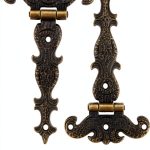 2Pcs Antique Bronze Door Hinges, T-Strap Decorative Furniture Fittings Butt Hinges for Windows Cabinet Cupboard Wardrobe Doors Wooden Boxes Jewelry Case Chest-0