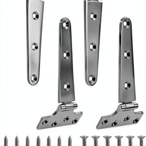 316 Stainless Steel 6 in x 3 in T Hinges, Marine Grade Heavy Duty Hinges with Screws for Hatch, Yacht, Gate, Door, Fence, Barn, Cabinets, Windows (4 Pack)-0