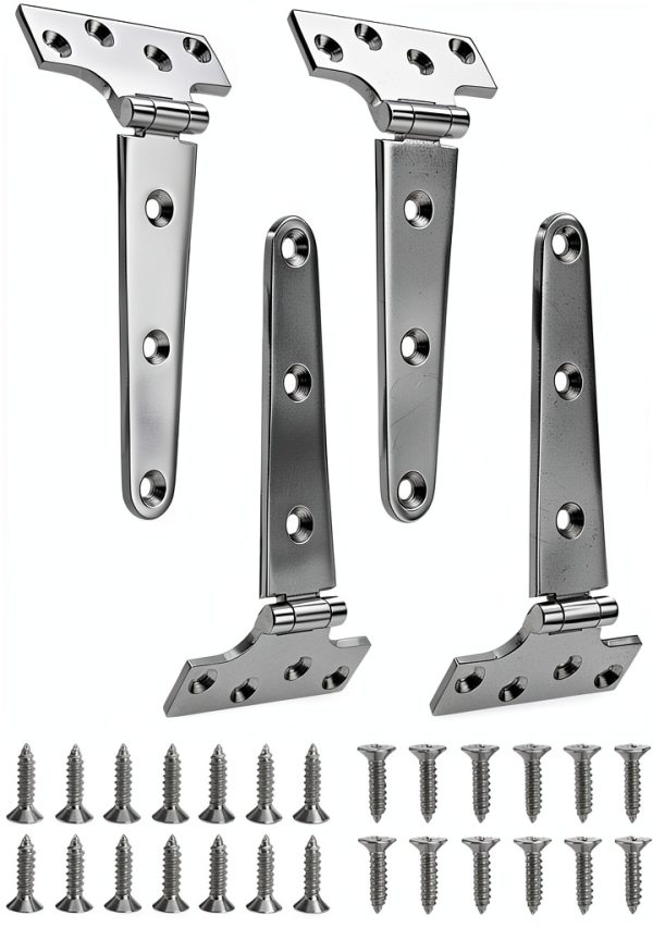 316 Stainless Steel 6 in x 3 in T Hinges, Marine Grade Heavy Duty Hinges with Screws for Hatch, Yacht, Gate, Door, Fence, Barn, Cabinets, Windows (4 Pack)-0
