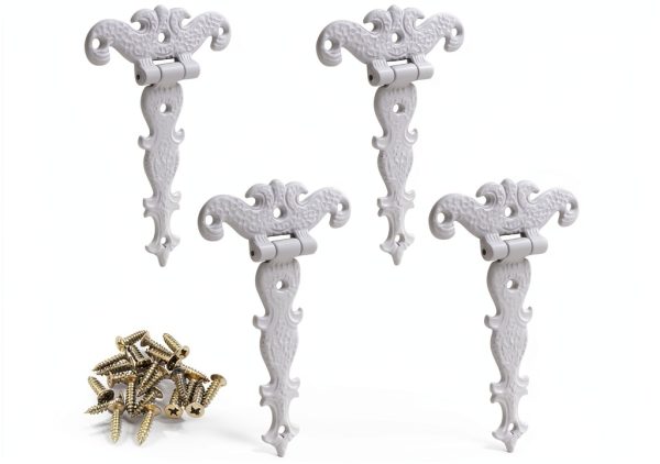 T-Strap Hinges Zorveiio 4Pcs Antique White Zinc Alloy Door Hinge-0